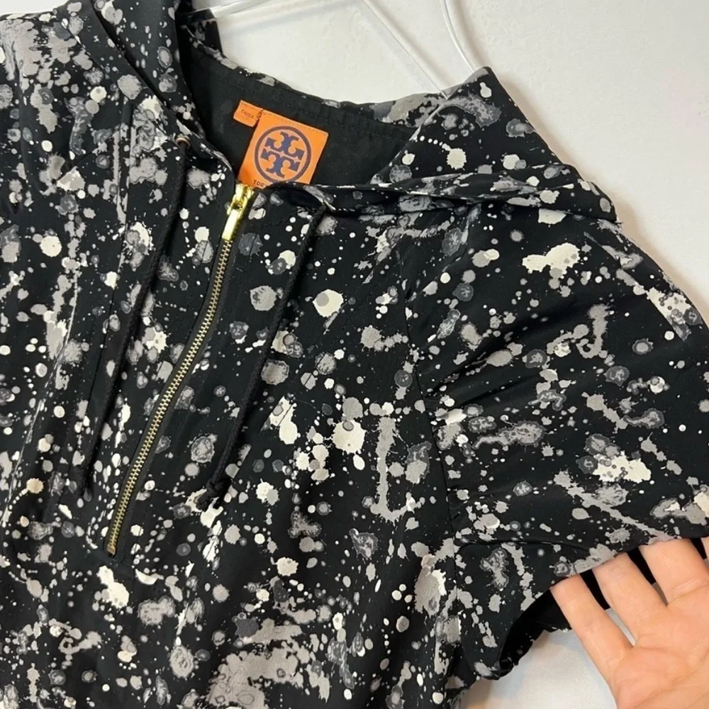 Tory Burch Black White Pullover Hooded Active Dress Women’s 2 Lounge